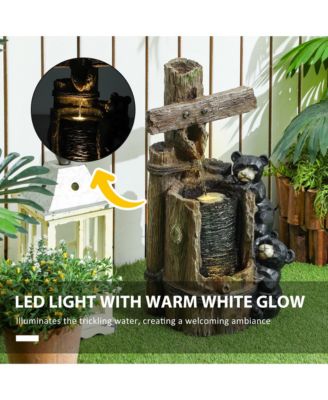 3-Tier 22.8" Outdoor Waterfall Fountain with LED Lights, Pump