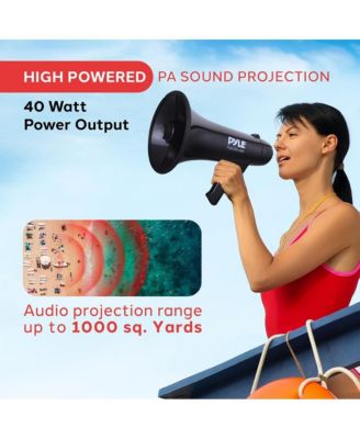 Megaphone Bullhorn with Aux Input for MP3/Music, Automatic Siren, 40 Watt