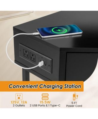 Space Saving Corner Computer Desk with 2 Large Drawers