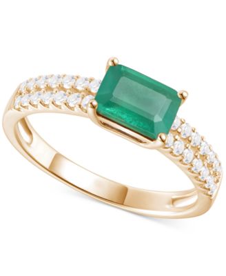 Ruby (1 ct. t.w.) & Diamond (1/4 ct. t.w.) Double Row Ring in 14k Gold (Also in Emerald & Sapphire)