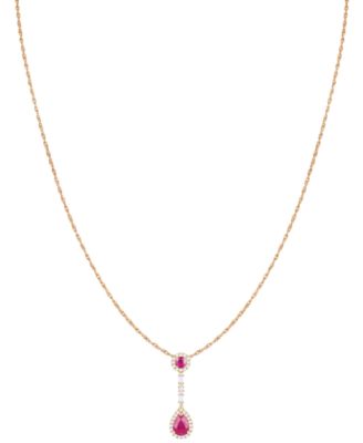Ruby (1-1/6 ct. t.w.) and Diamond (1/4 ct. t.w.) 18" Lariat Necklace in 14k Gold