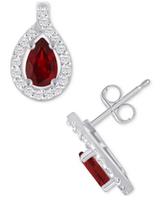 Amethyst (3/4 ct. t.w.) & Diamond (1/4 ct. t.w.) Halo Stud Earrings in 10k White Gold (Also Available in Additional Gemstones)