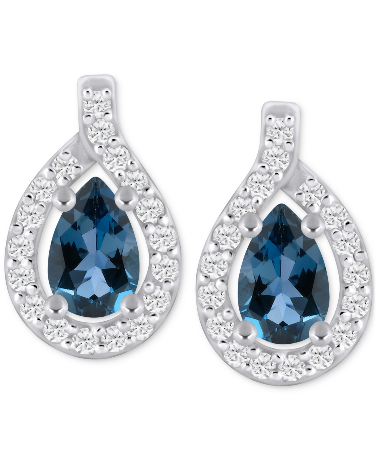 Amethyst (3/4 ct. t.w.) & Diamond (1/4 Halo Stud Earrings 10k White Gold (Also Available Additional Gemstones)