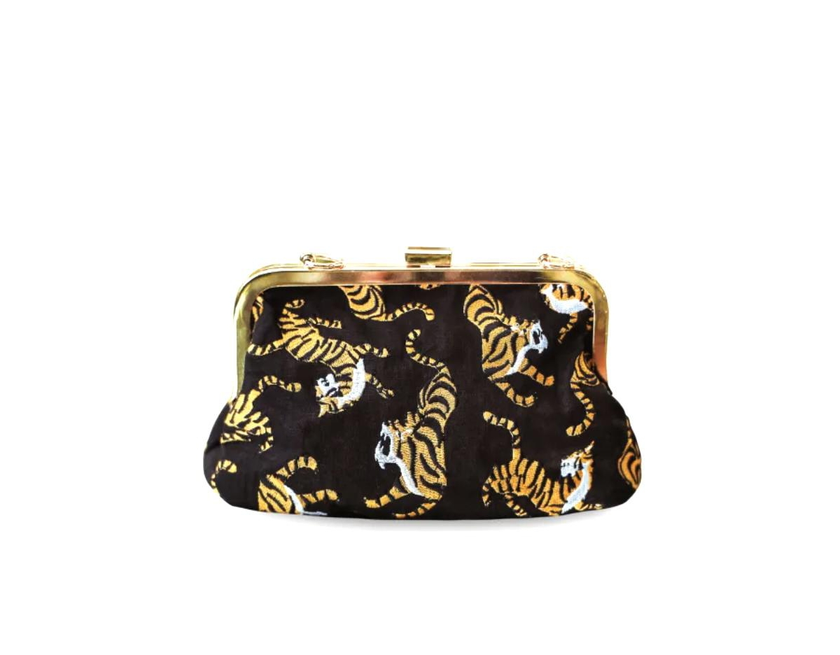 Sumatran Tiger Clutch Bag in Black - Black