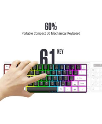 60% Wired Gaming Keyboard, RGB Backlit Ultra Compact Mini Keyboard, Waterproof Mini Compact 61-Key Keyboard for PC/Mac Gamers, Typist, Travel, Easy Travel (Black and white)