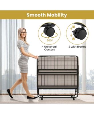 Twin Size Folding Bed 38" x 75" Rollaway Guest Bed Portable Sleeper Bed