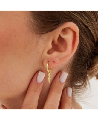 Sterling Silver Pave Spike Rhombus Drop Earrings