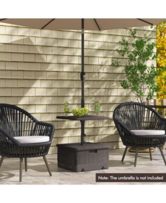 Patio 175lbs Fillable Umbrella Base w/ Table Tray Wheeled 3-in-1 Stand Outdoor
