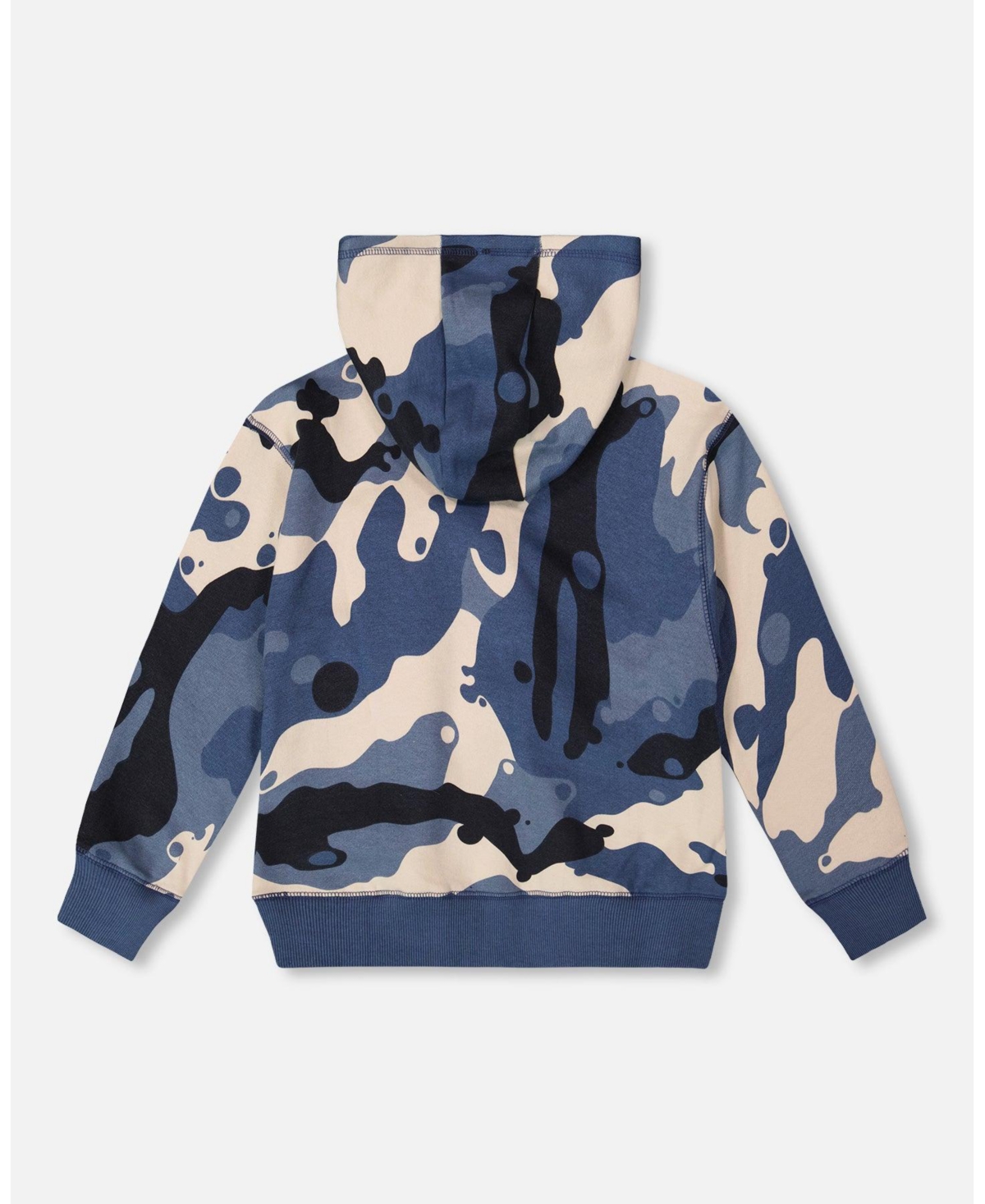 Deux par Toddler Boys Hooded Fleece Sweatshirt with Crossbody Bag Blue Camouflage - Toddler|Child