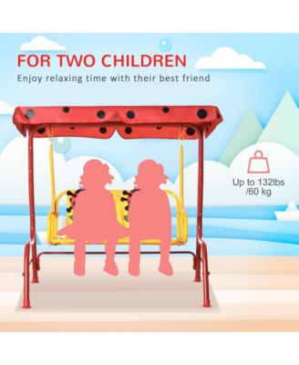 Outdoor Hanging Bench for Kids with Adjustable Roof,
