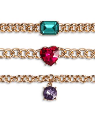 3-Piece Chunky Gemstone Chain Bracelet Set