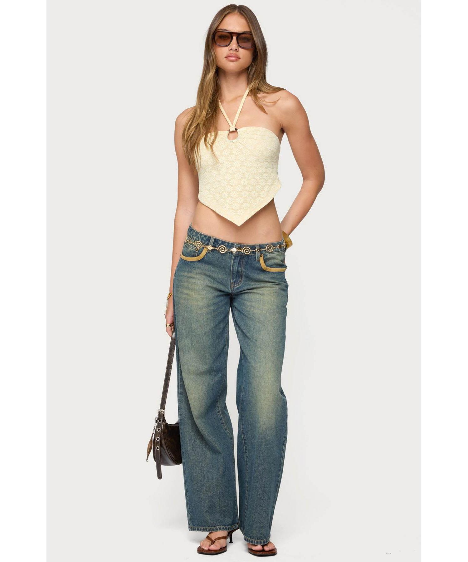 Women's Alana Floral Handkerchief Halter Top