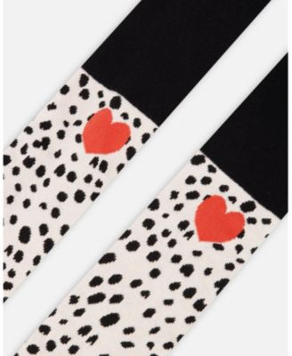 Girl Knit Tights Black with Dalmatian Pattern - Toddler|Child
