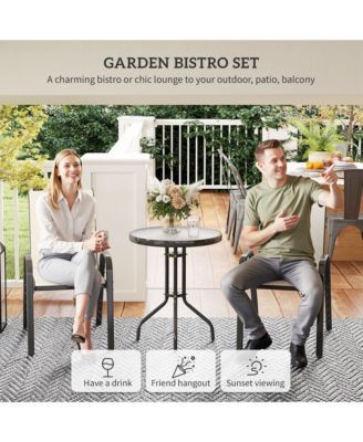Outdoor Bistro Set Small Patio Set w/ Stackable Chairs,