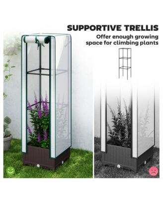 Raised Flower Bed with Trellis, 15.7" x 15.7" x 48.8",