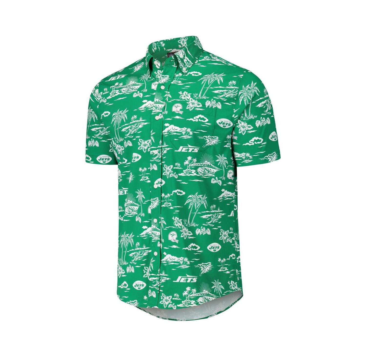 Men's Kelly Green New York Jets Throwback Kekai Print Button-Up Shirt