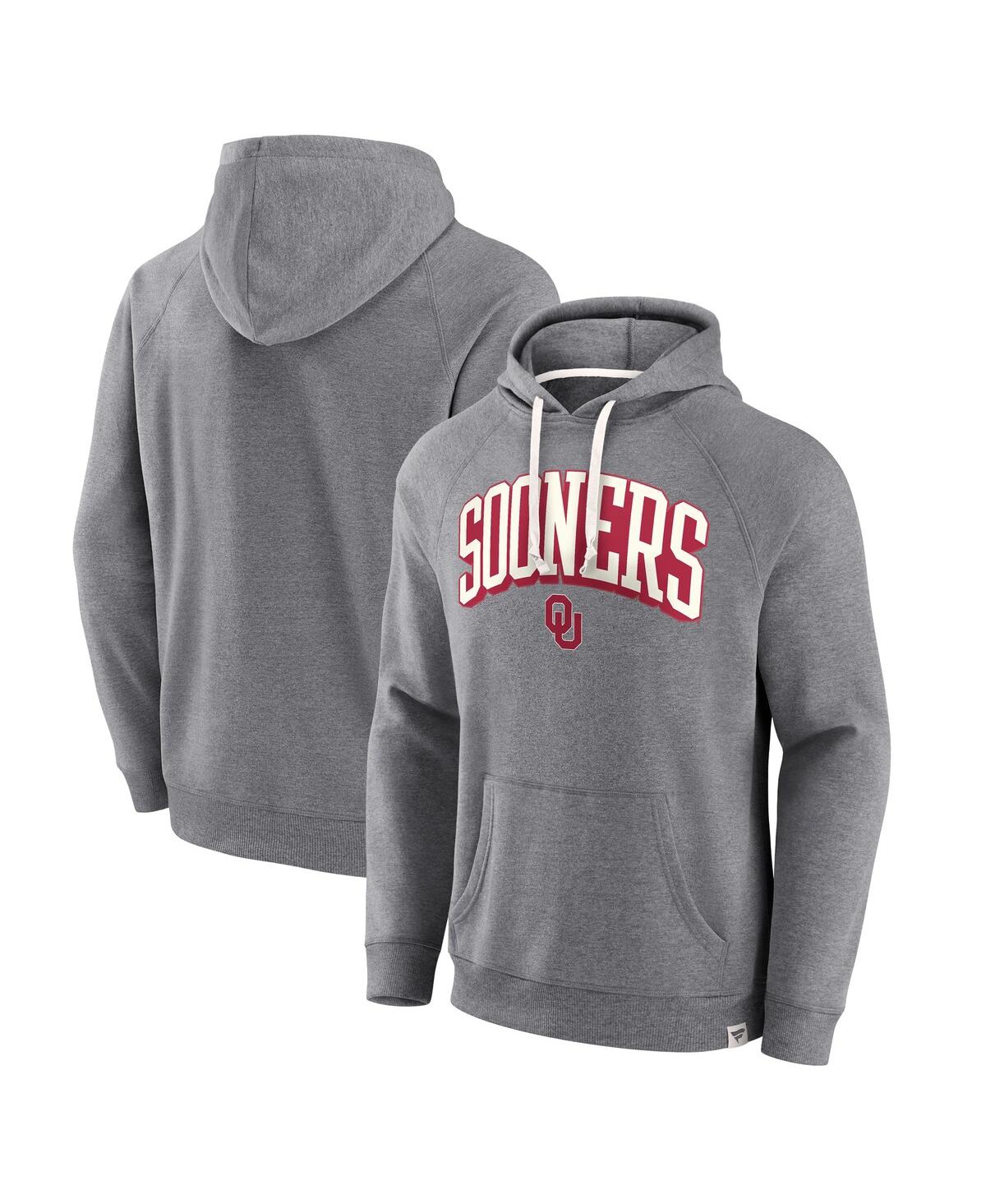 Men's Heather Gray Oklahoma Sooners True Classics On Deck Raglan Fleece Pullover Hoodie - Heather Gray