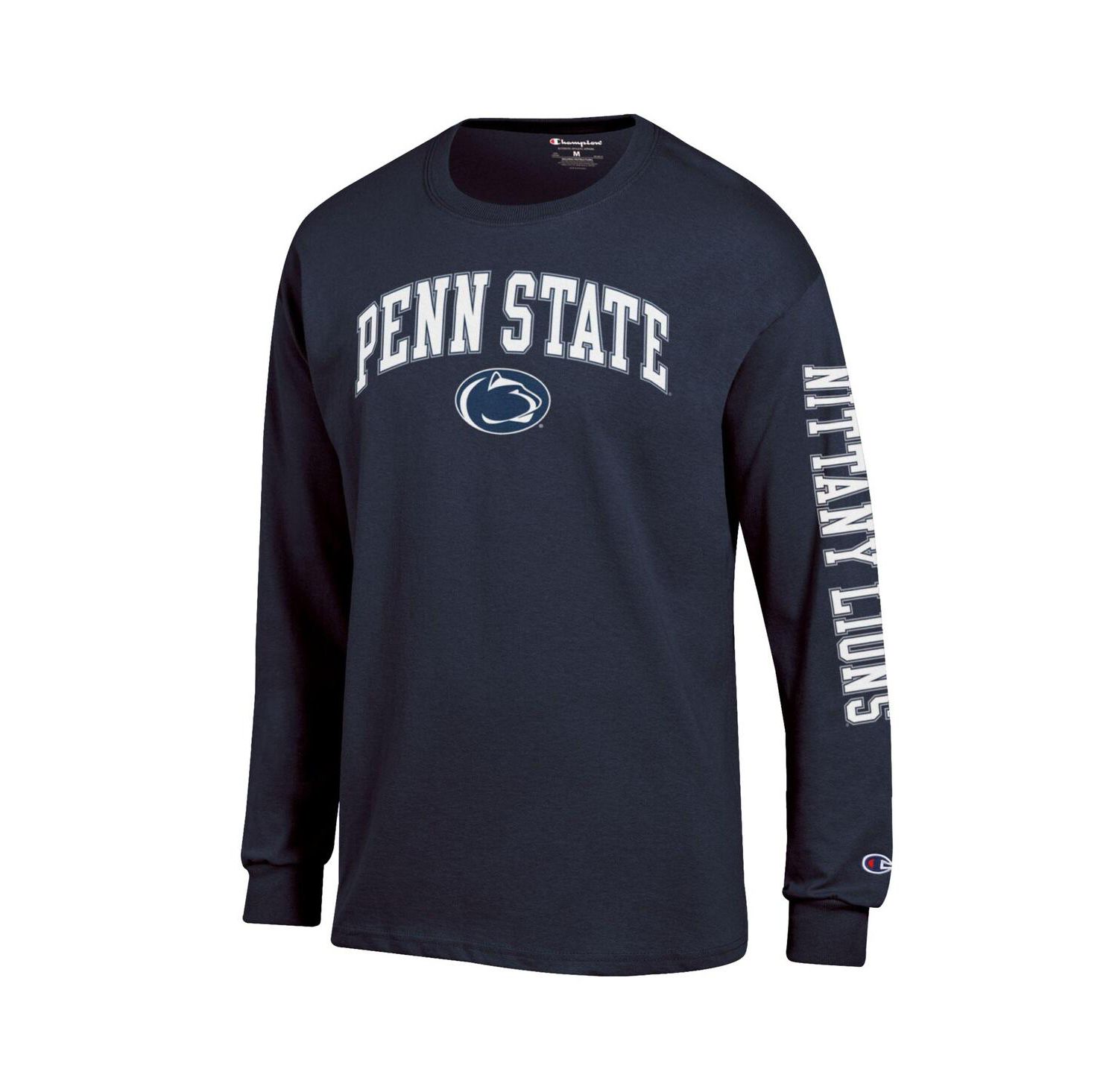 Men's Navy Penn State Nittany Lions Arch Over Logo 2-Hit Long Sleeve T-Shirt