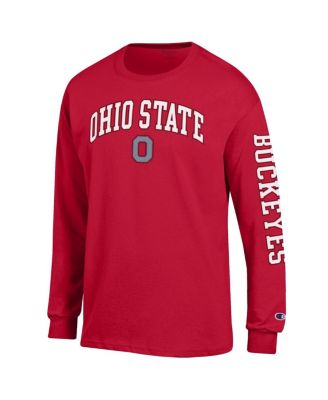 Men's Scarlet Ohio State Buckeyes Arch Over Logo 2-Hit Long Sleeve T-Shirt