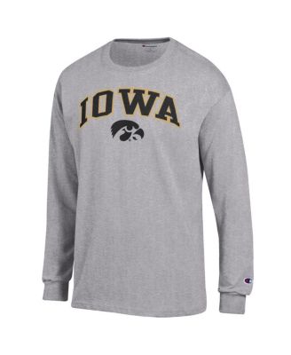 Men's Heather Gray Iowa Hawkeyes Arch Over Logo Long Sleeve T-Shirt