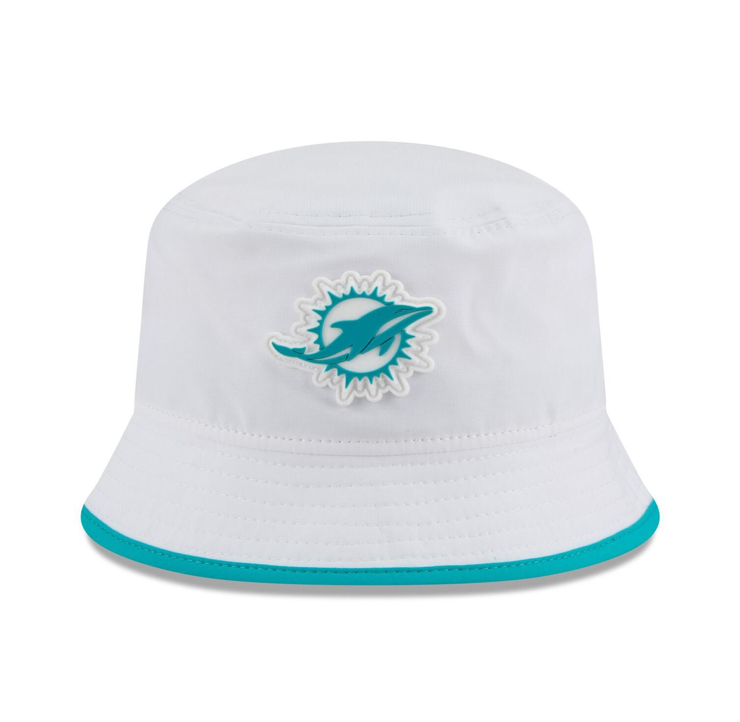 Men's White Miami Dolphins 2025 NFL Training Camp Stretch Bucket Hat
