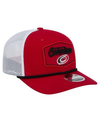 Men's Red/White Carolina Hurricanes Team Patch Basic 9SEVENTY Adjustable Trucker Hat