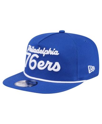 Men's Royal Philadelphia 76ers Team Text Golfer Snapback Hat