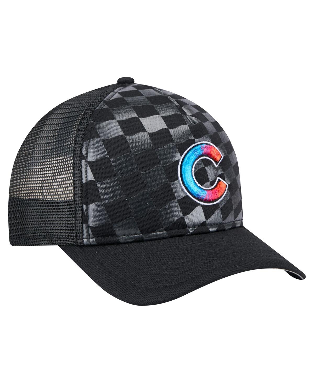 New Era Men's Black Chicago Cubs Gradient 9forty A-frame M-crown Trucker Adjustable Hat In Black