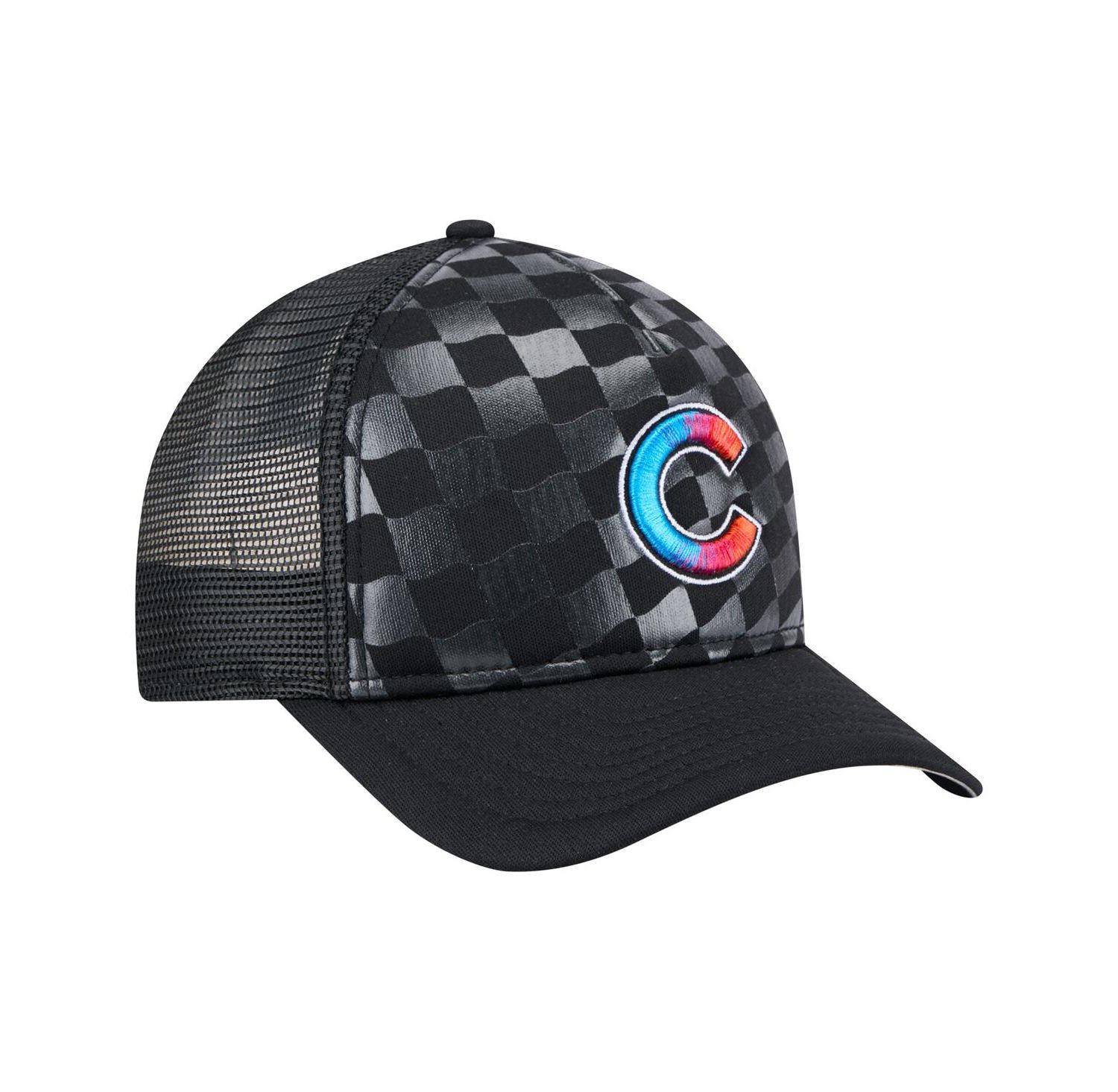 Men's Black Chicago Cubs Gradient 9FORTY A-Frame M-Crown Trucker Adjustable Hat