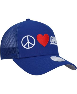 Women's Royal New York Giants Peace Love Trucker 9FORTY Adjustable Hat