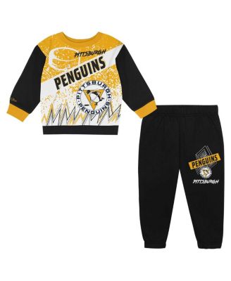 Mitchell & Ness - Toddler Pittsburgh Penguins Two-Piece Oversized Block Buster Fleece Sweatshirt Pants Set