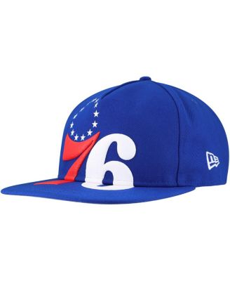 New Era - Men's Royal Philadelphia 76ers Oversized Puff Print Logo Golfer Snapback Hat