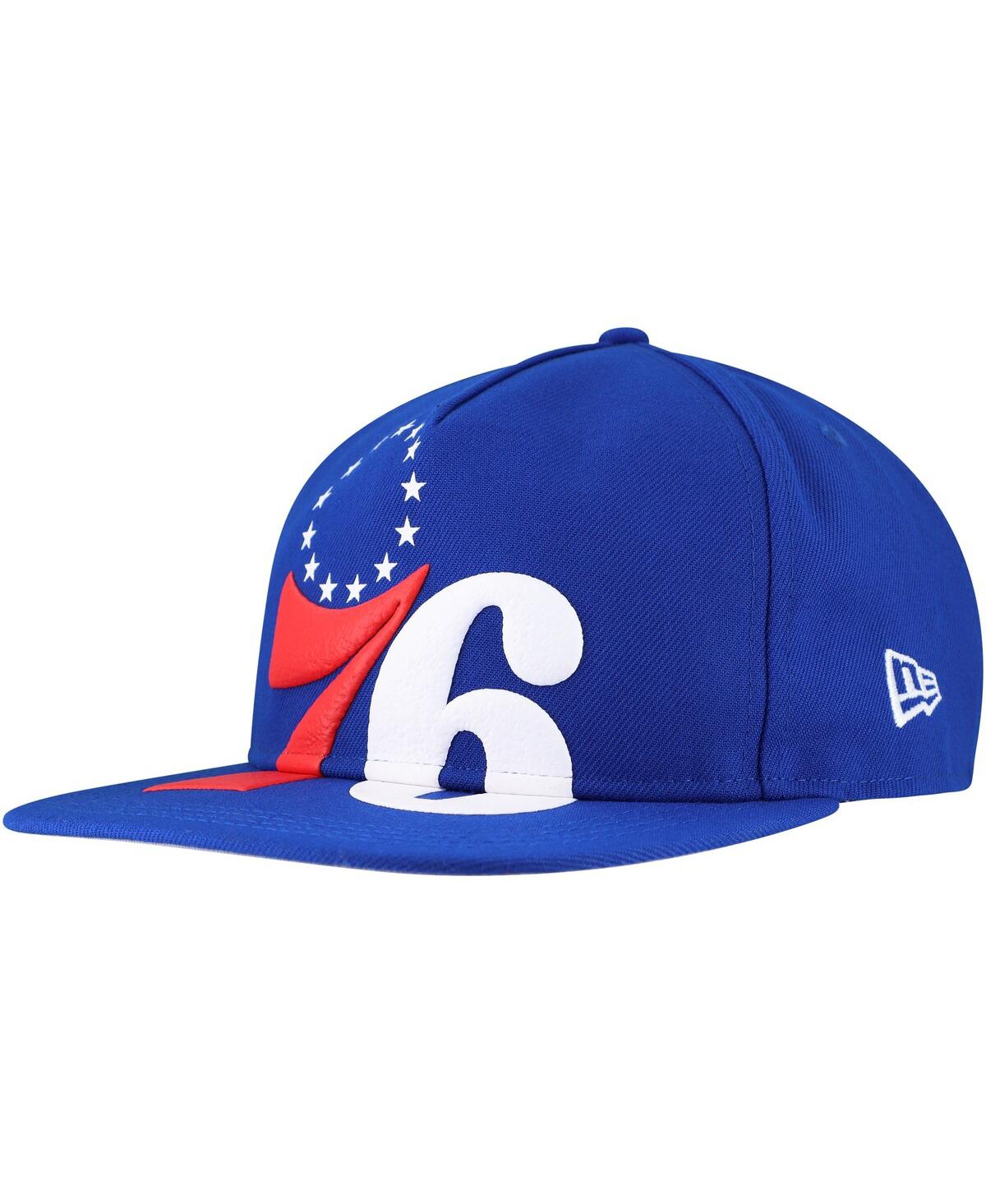 Men's Royal Philadelphia 76ers Oversized Puff Print Logo Golfer Snapback Hat - Royal