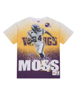 Mitchell & Ness - Men's Randy Moss Gray Minnesota Vikings Burst Retired Player T-Shirt
