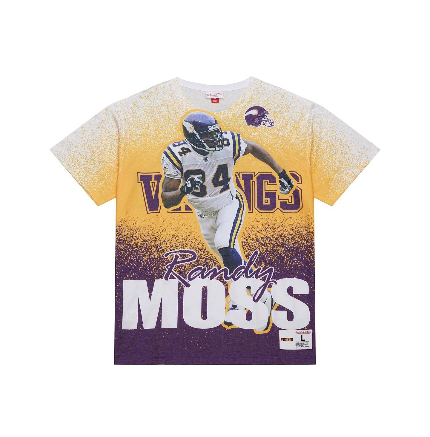 Мужская футболка Mitchell & Ness Randy Moss Gray Minnesota Vikings Burst Retired Player — фото 1