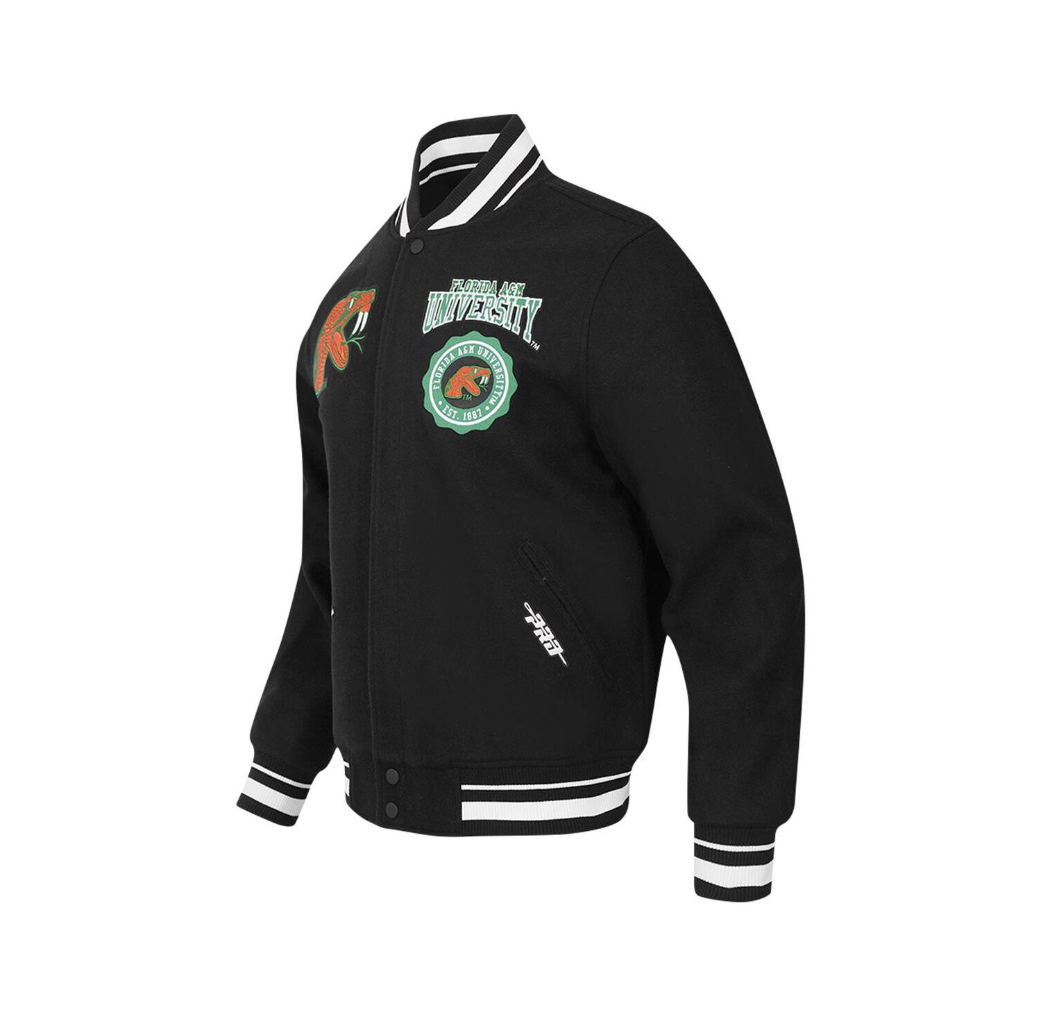 Men's Black Florida A & M Rattlers Crest Wool Full-Zip Jacket