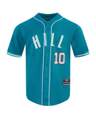 Men's Tyreek Hill Aqua Miami Dolphins Mesh Button-Up Baseball Jersey