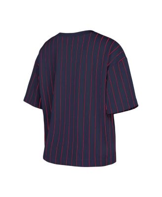 Women's Navy Boston Red Sox Boxy Pinstripe T-Shirt