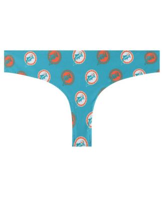 Women's Aqua Miami Dolphins Record Allover Print Knit Thong