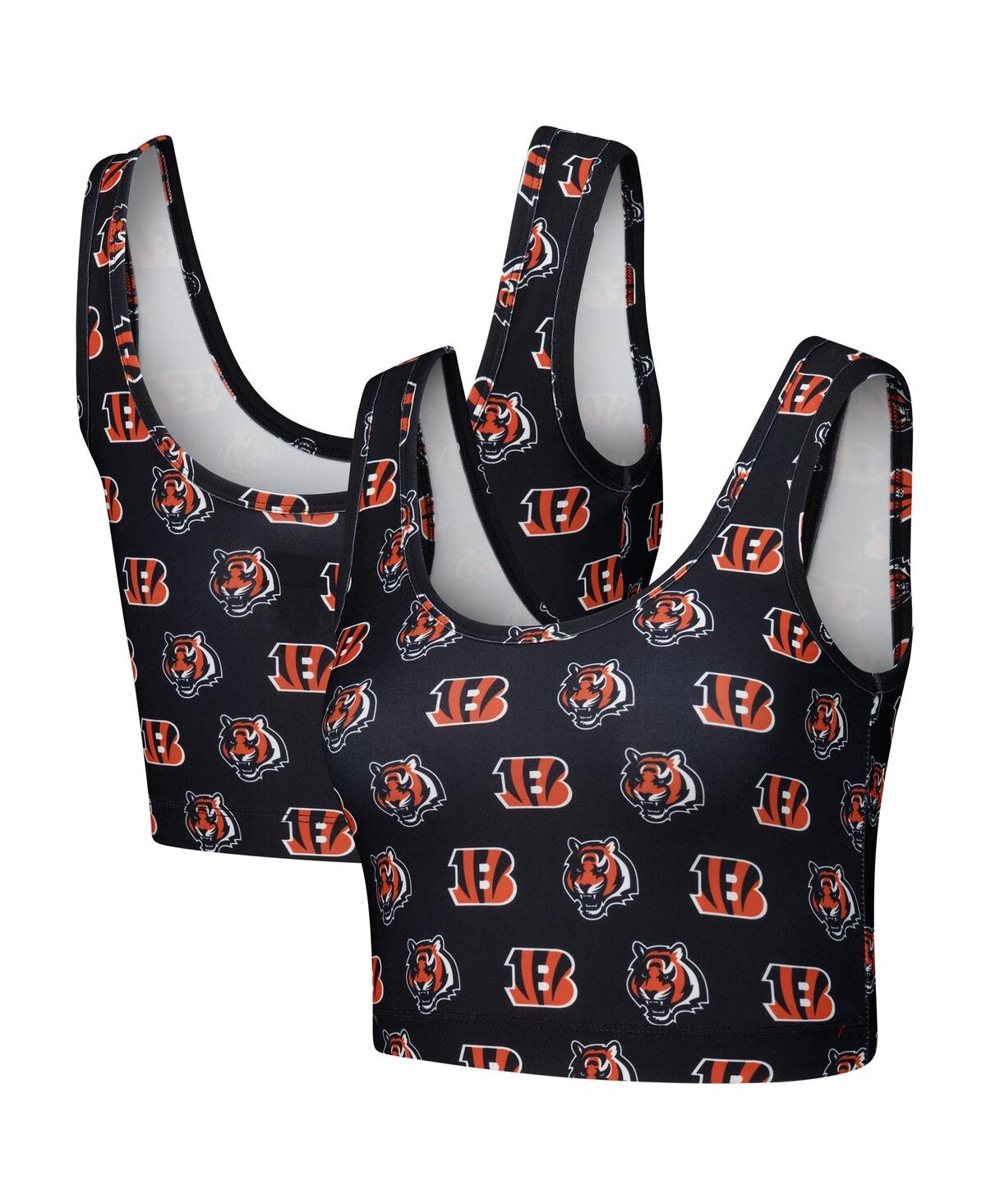 Women's Black Cincinnati Bengals Record Allover Print Bralette - Black