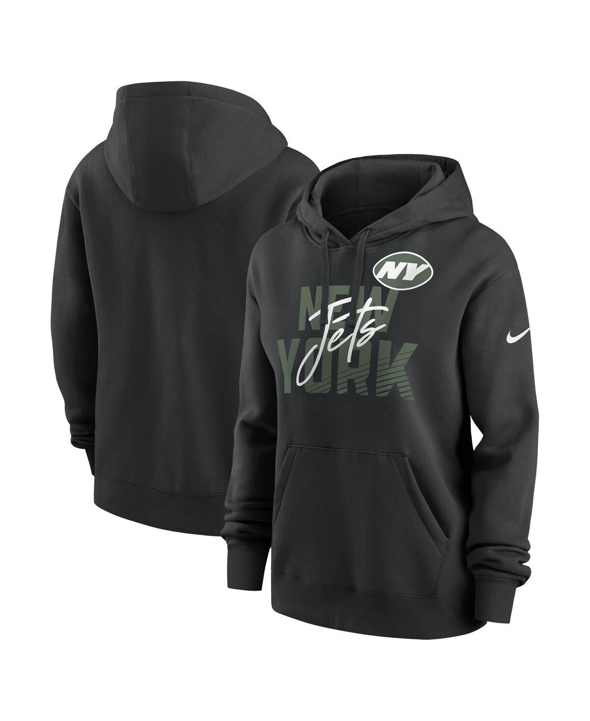 Women's Black New York Jets Wordmark Club Fleece Pullover Hoodie - Black