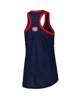 Women's Navy Montreal Canadiens First Base Racerback Scoop Neck Tank Top