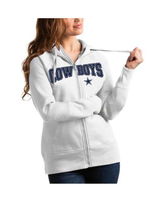 Antigua - Women's White Dallas Cowboys Team Victory Full-Zip Hoodie