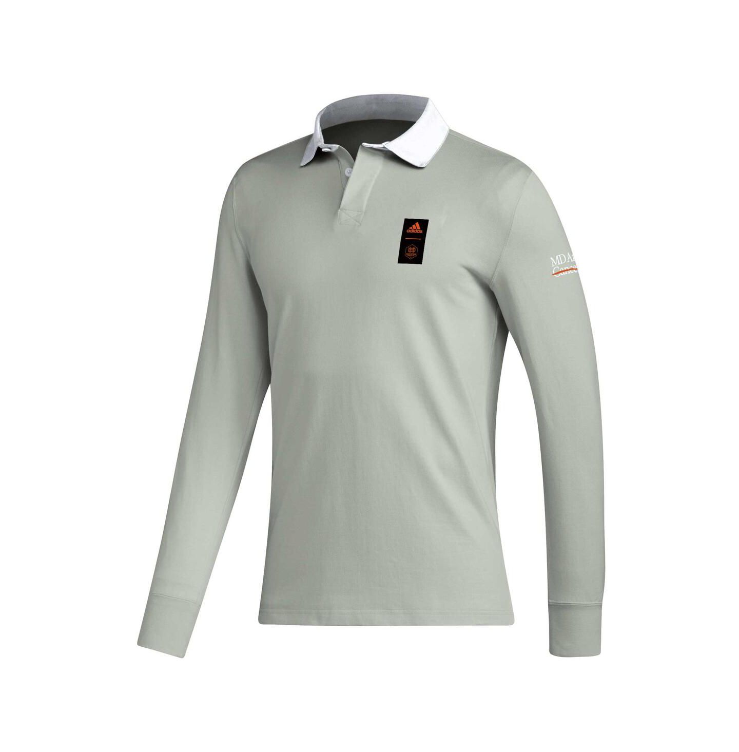 Мужское поло adidas 2023 Player Gray Houston Dynamo FC Travel Long Sleeve Polo Shirt — фото 3