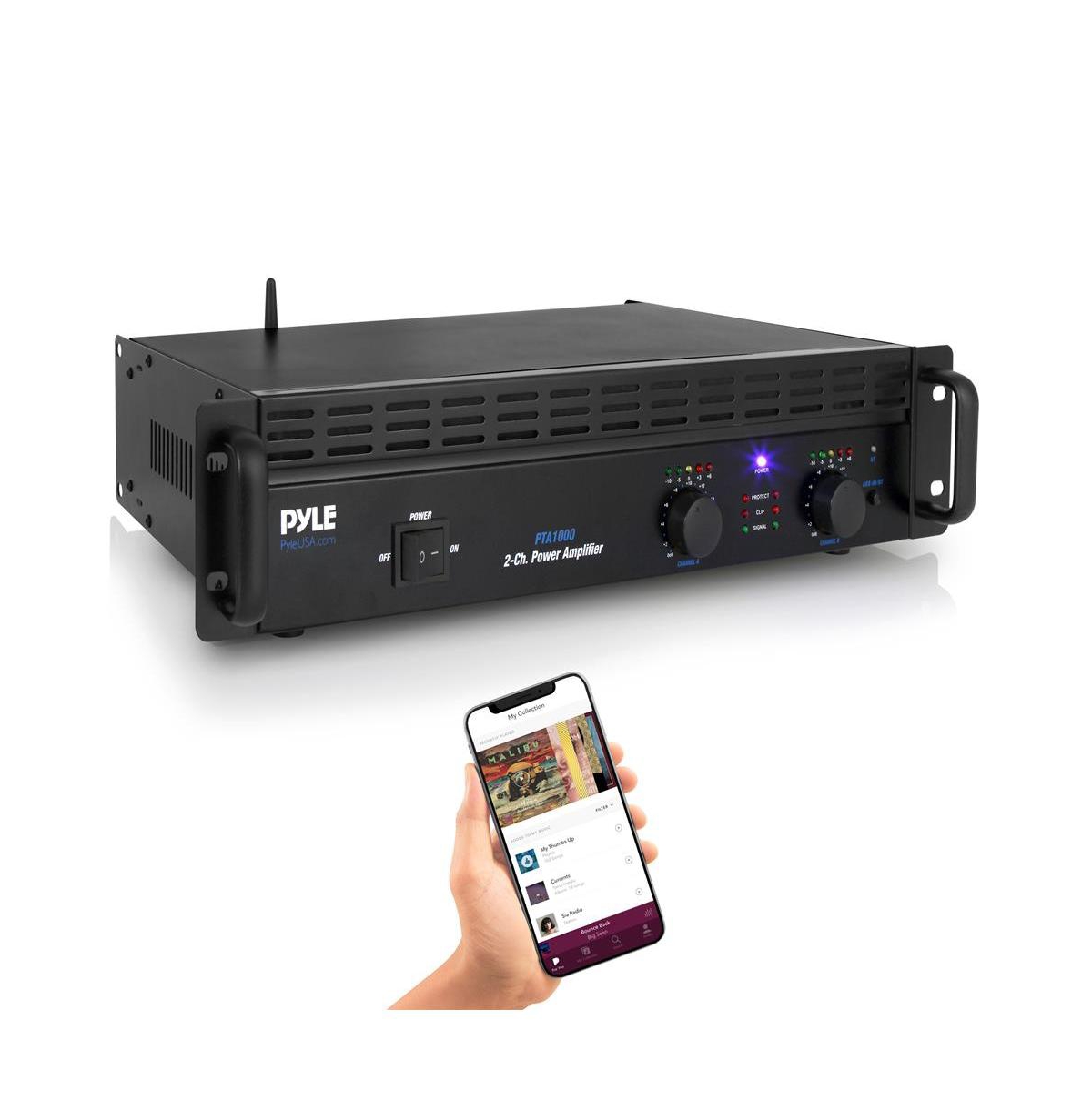 Pyle Bluetooth Pro Audio Power Amplifier - 2-Channel Rack Mount Bridgeable Sound Amplifier (1000 Watt)