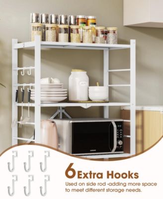 5-Tier Foldable Storage Shelves, Metal Storage Rack with Wheels and Hooks