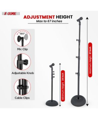 5Core Mic Stand Pair Floor Adjustable Universal Heavy Duty Microphone Stands Round Base Soporte De micrA fono - MS RBP 3T 2PCS