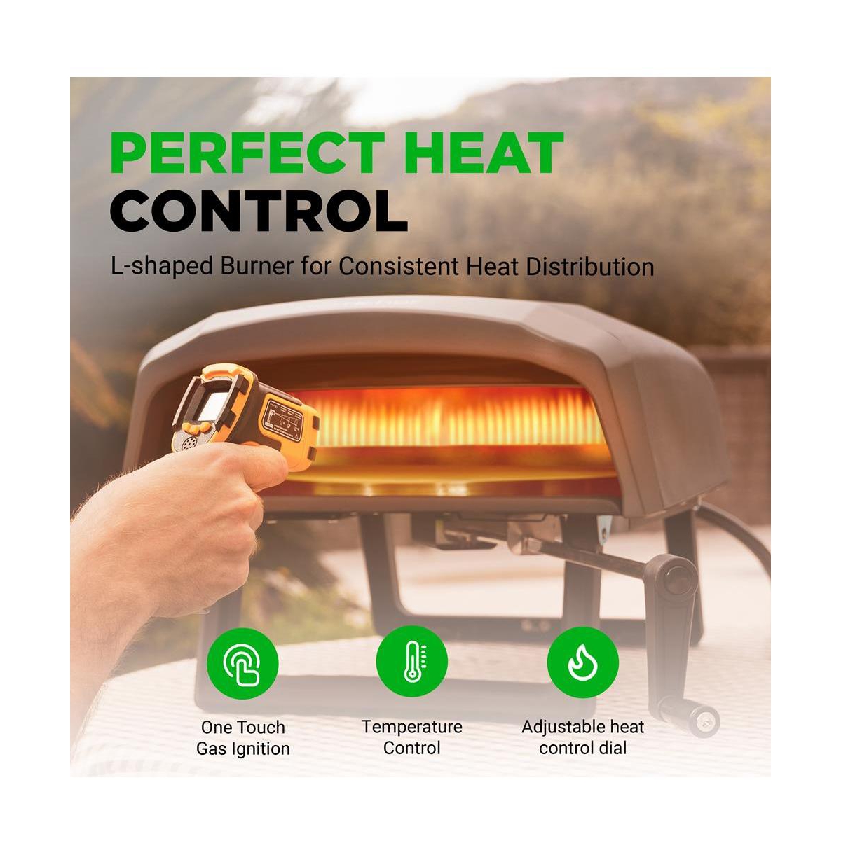 NutriChef Portable Pizza Oven with Rotating Pizza Stone, Rain Cover, Regulator, and Hose – Suitable for Outdoor & Indoor Use (Black)