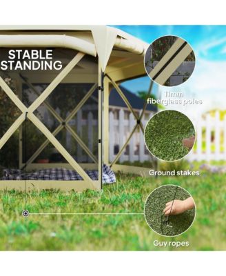 11ft Pop Up Gazebo Screen Tent with Removable Roof, Dark