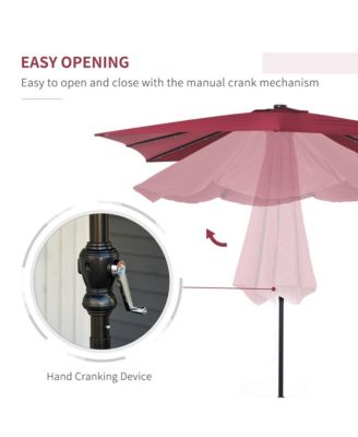 9' x 7' Solar Umbrella, Patio Umbrella with LED Lights, Wine
